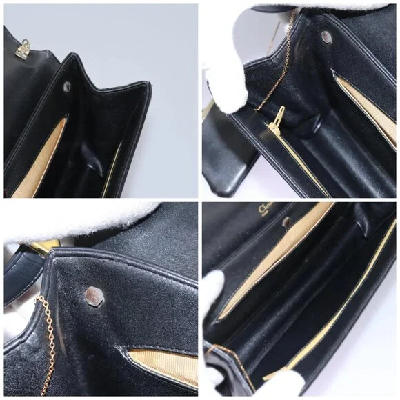 Christian Dior Shoulder Bag Calf leather Black Auth